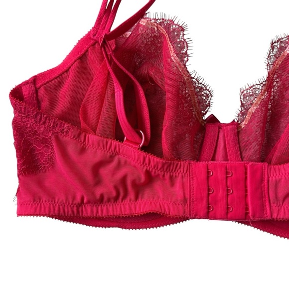 Victoria's Secret Dream Angels Wicked Lace Balconette Bra 36DD Red Unlined Bows - Picture 5 of 8
